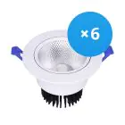 Lot 6x Spot Encastrable LED Ronde Inclinable 12W 960lm 60D - 930 Blanc Chaud | 110mm - Diamètre 90mm - UGR 