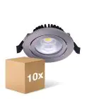 Lot 10x LED Inclinable Spot Argent Ronde 6W 550lm 60D - 927 Blanc Très Chaud | 85mm - IP54 - Dimmable - Meilleur Rendu De Couleur